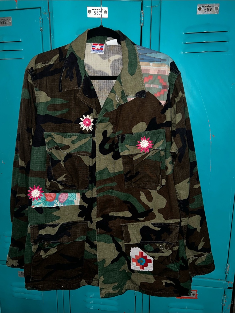 Floral & Patch Camouflage Utility Jacket